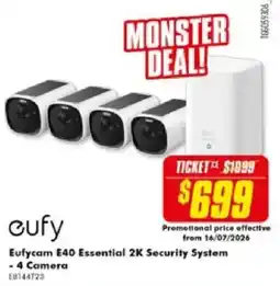 The Good Guys Eufy E40 Essential 2K Security System - 4 Camera offer