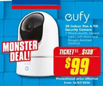 The Good Guys Eufy 2K Indoor Pan & Tilt Security Camera offer
