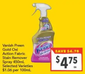 Supa Valu Vanish Preen Gold Oxi Action Fabric Stain Remover Spray offer