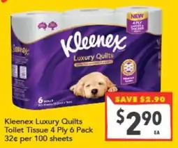 Supa Valu Kleenex Luxury Quilts Toilet Tissue offer