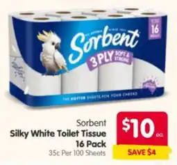 Spar Sorbent Silky White Toilet Tissue offer
