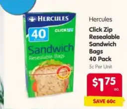 Spar Hercules Click Zip Resealable Sandwich Bags offer