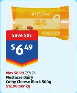ALDI Westacre Dairy Colby Cheese Block offer