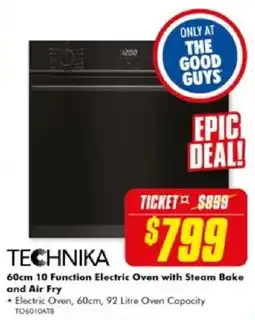 The Good Guys Technika 60cm 10 Function Electric Oven with Steam Bake and Air Fry offer