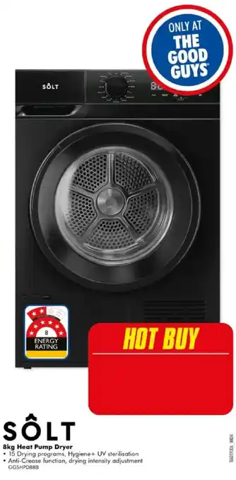 The Good Guys SOLT 8kg Heat Pump Dryer offer