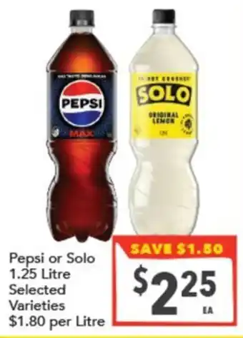 Supa Valu Pepsi or Solo Selected Varieties offer