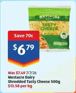 ALDI Westacre Dairy Shredded Tasty Cheese offer