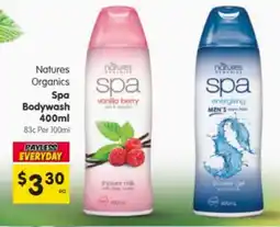 Spar Natures Organics Spa Bodywash offer