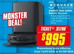 The Good Guys Ecovacs Robotics Deebot T80S Omni Robotic Vacuum offer