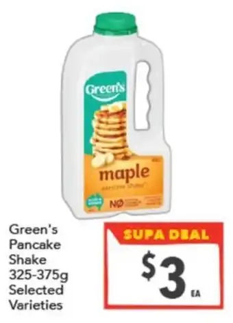 Supa Valu Green's Pancake Shake offer