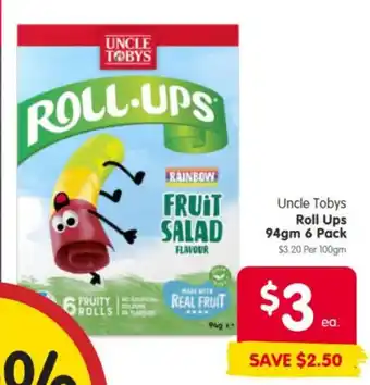 Spar Uncle Tobys Roll Ups offer