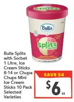 Supa Valu Bulla Splits with Sorbet offer