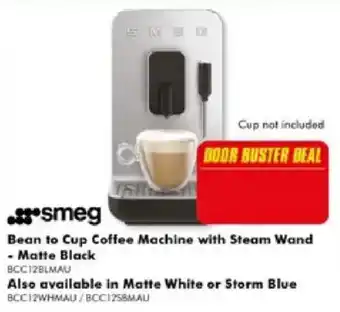 The Good Guys Smeg Bean to Cup Coffee Machine with Steam Wand - Matte Black offer