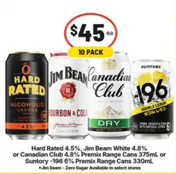 Supa Valu Hard Rated, Jim Beam White, Canadian Club, Suntory -196 offer