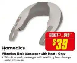 The Good Guys Homedics Vibration Neck Massager with Heat - Grey offer