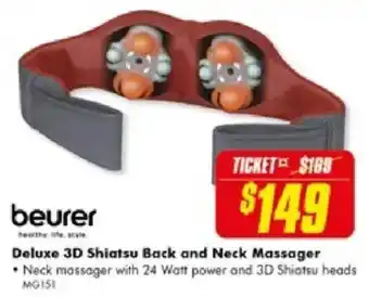 The Good Guys beurer Deluxe 3D Shiatsu Back and Neck Massager offer