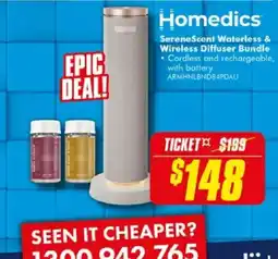 The Good Guys Homedics SereneScent Waterless & Wireless Diffuser Bundle offer