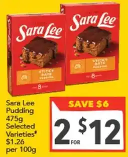 Supa Valu Sara Lee Pudding Selected Varieties offer