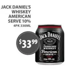Star Liquor Jack Daniel's Tennessee Whiskey American Serve offer