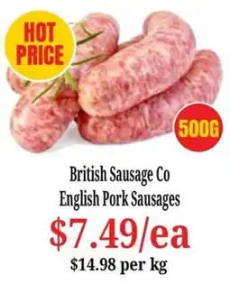 Farmer Jack's British Sausage Co English Pork Sausages offer