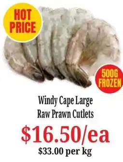 Farmer Jack's Windy Cape Large Raw Prawn Cutlets offer