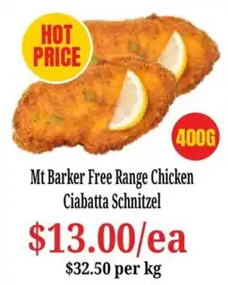 Farmer Jack's Mt Barker Free Range Chicken Ciabatta Schnitzel offer