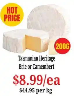 Farmer Jack's Tasmanian Heritage Brie or Camembert offer