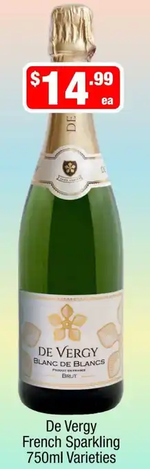 Liquor Stax De Vergy French Sparkling 750ml Varieties offer