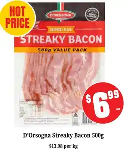 Farmer Jack's D'Orsogna Streaky Bacon offer