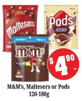 Farmer Jack's M&M's, Maltesers or Pods offer