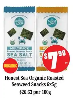 Farmer Jack's Honest Sea Organic Roasted Seaweed Snacks offer