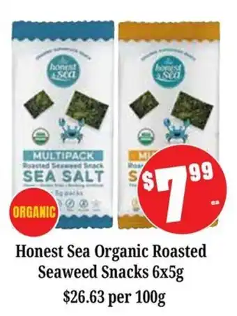 Farmer Jack's Honest Sea Organic Roasted Seaweed Snacks offer