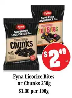Farmer Jack's Fyna Licorice Bites or Chunks offer