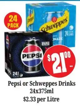 Farmer Jack's Pepsi or Schweppes Drinks offer