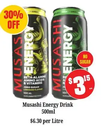 Farmer Jack's Musashi Energy Drink offer