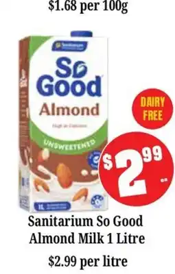 Farmer Jack's Sanitarium So Good Almond Milk offer