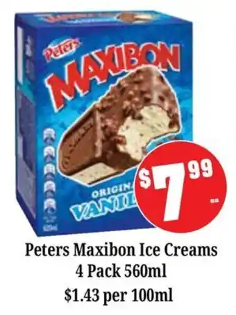 Farmer Jack's Peters Maxibon Ice Creams offer