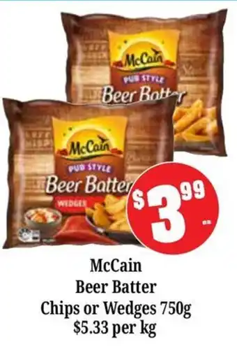 Farmer Jack's McCain Beer Batter Chips or Wedges offer