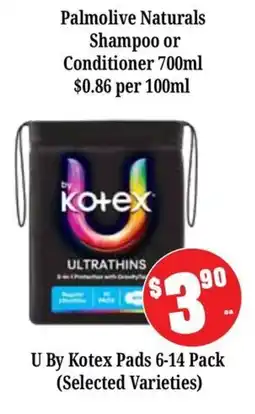 Farmer Jack's U By Kotex Pads offer