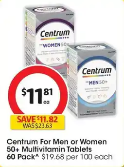 Coles Centrum For Men or Women 50+ Multivitamin Tablets 60 Pack offer