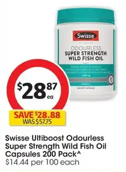 Coles Swisse Ultiboost Odourless Super Strength Wild Fish Oil Capsules 200 Pack offer
