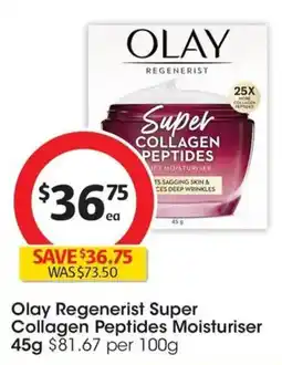 Coles Olay Regenerist Super Collagen Peptides Moisturiser offer