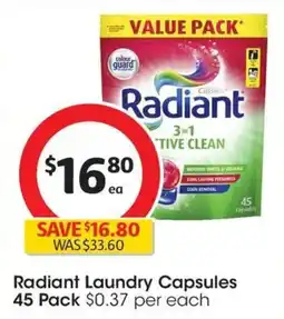 Coles Radiant Laundry Capsules 45 Pack offer