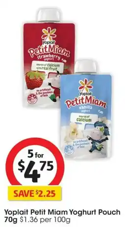 Coles Yoplait Petit Miam Yoghurt Pouch offer