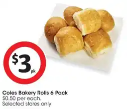 Coles Coles Bakery Rolls 6 Pack offer