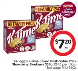 Coles Kellogg's K-Time Baked Twists Value Pack Strawberry Blueberry offer