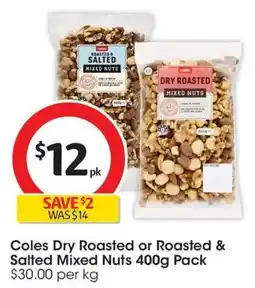 Coles Coles Dry Roasted or Roasted & Salted Mixed Nuts offer