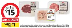 Coles Coles Australian No Added Hormones Beef Quick Cook Scotch Fillet offer