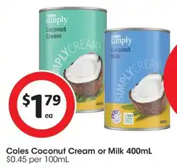 Coles Coles Coconut Cream or Milk offer