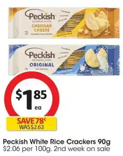 Coles Peckish White Rice Crackers offer